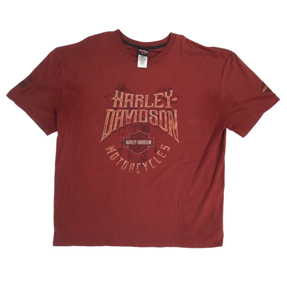 Vintage Y2K Red Harley Davidson Indie Grunge Short Sleeve Baggy T-Shirt / 2XL - Picture 5 of 7